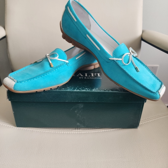 Vintage Amalfi Turquoise Suede Loafers - Picture 1 of 4